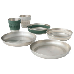 Vajilla Sea to Summit Detour Stainless Steel Collapsible Dinnerware Set 6 Piece plata/verde