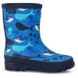 Botas de agua para niños Regatta Mudplay II Junior 4DT azul Bubbles the Shark Blue Print
