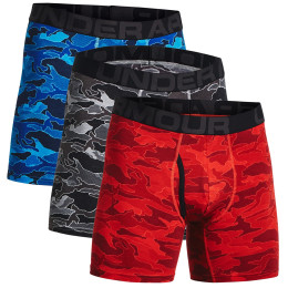 Calzoncillos bóxer para hombre Under Armour CC 6in Novelty 3 Pack negro/azul Mod Gray / Pomegranate / Canoe Blue