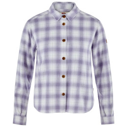 Camisa de mujer Fjällräven Övik Boxy Flannel Shirt W blanco/voileta Eggshell-Lavender Mist
