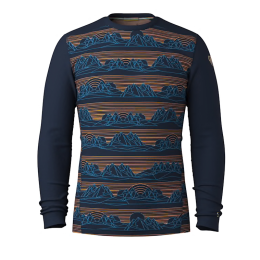 Camiseta funcional de hombre Smartwool M Classic Thermal Merino Base Layer Crew marrón/azul DEEP NAVY GEO PEAKS