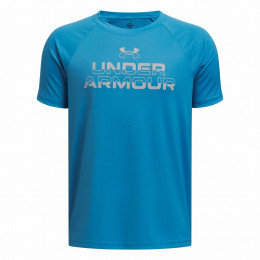Camiseta para niños Under Armour Tech Split Wordmark SS-BLU azul Blue
