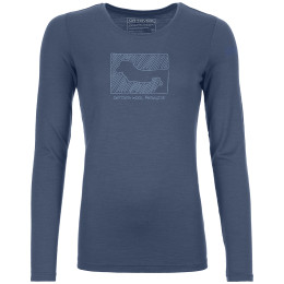 Camiseta de mujer Ortovox Merino Contrast Ls W azul NightBlue