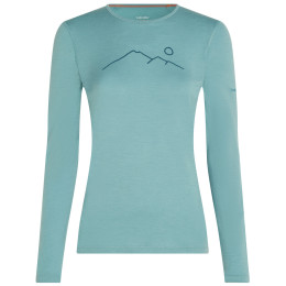 Camiseta funcional de mujer Icebreaker Women Merino 200 Oasis LS Crewe Rainer Ridge azul claro Hydro