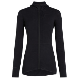 Sudadera funcional de mujer Icebreaker Women Merino Blend 200 RealFleece™ Descender LS Zip Hoodie negro Black