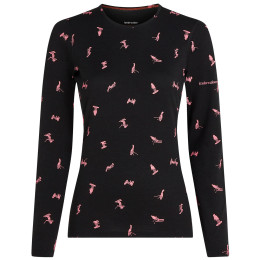 Camiseta funcional de mujer Icebreaker Women Merino 200 Oasis LS Crewe Snow Day negro Blck/Acdpnk/Aop