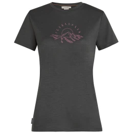 Camiseta funcional de mujer Icebreaker W Mer 150 Tech Lite SS Tee Sunrise Sumit gris/rosa Obsidian
