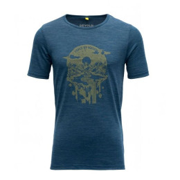 Camiseta funcional para niños Devold Trollvass Merino Tee Jr azul Flood