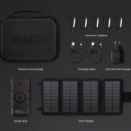 Juego de cargador solar y batería externa OUTXE W20 Outdoor Charger Kit negro