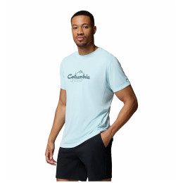 Camiseta de hombre Columbia Zero Rules™ Light SS Graphic Crew azul claro Marine Light, Scripted Peaks