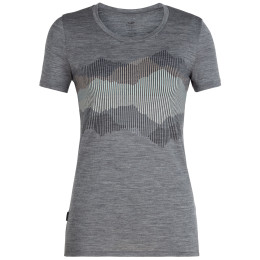 Camiseta de mujer Icebreaker Women`s Tech Lite Short Sleeve Low Crewe Cook Reflected gris GritstoneHthr