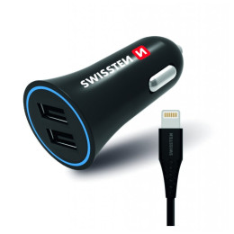 Adaptador para coche Swissten Car Charger + Lightning Cable negro Black