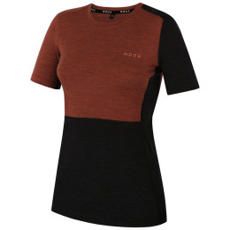 Camiseta de mujer MOOA MerinoSilk Block 160 short naranja cinnamon melange
