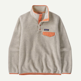 Sudadera de mujer Patagonia W's LW Synch Snap-T P/O beige Oatmeal Heather w/Heirloom Peach