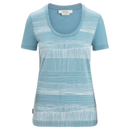 Camiseta funcional de mujer Icebreaker Tech Lite II SS Scoop Tee Reflection Lines azul claro Astral Blue