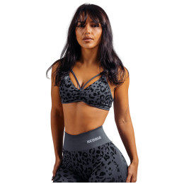 Sujetador deportivo Nebbia Medium Support Leopard Sports Bra Primal negro BLACK LEOPARD