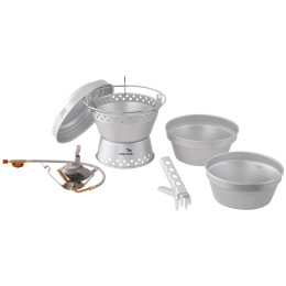 Juego de vajilla y fogón Easy Camp Storm Cooker & Stove set plata Silver