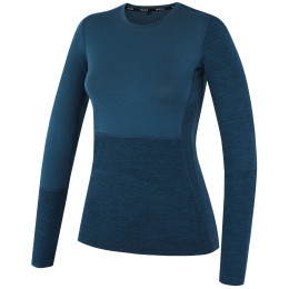 Camiseta de mujer MOOA MerinoSilk Block 160 long azul lagoon blue
