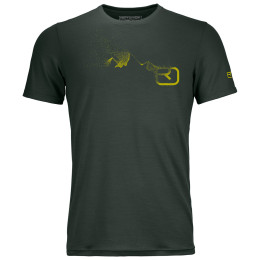 Camiseta funcional de hombre Ortovox 185 Merino Logo Spray TS verde GreenPine