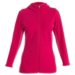 Sudadera funcional de mujer Icebreaker Descender LS Zip Hood rosa Electron Pink/Tempo