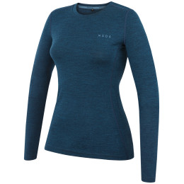 Camiseta de mujer MOOA MerinoSilk 160 long azul lagoon blue melange