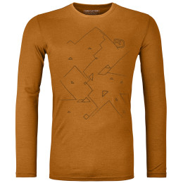 Camiseta de hombre Ortovox 185 Merino Tangram Ls M naranja sly fox