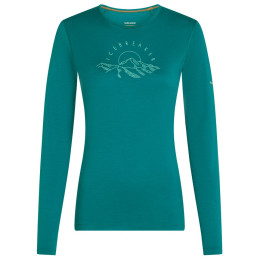 Camiseta funcional de mujer Icebreaker Women Merino 200 Oasis LS Crewe Sunrise Summit turquesa Tidal Teal