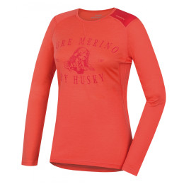 Camiseta funcional de mujer Husky Merino 100 dl. rukáv Puppy rosa Peach