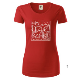 Camiseta de mujer České parky Wolfie rojo
