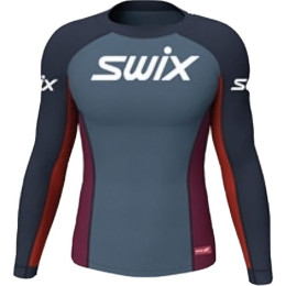 Camiseta de hombre Swix RaceX azul/rojo Dark Navy/Rhubarb Red