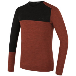 Camiseta de hombre MOOA MerinoSilk Block 160 long naranja cinnamon melange