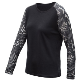 Dámské funkční triko s dlouhým rukávem Sensor Merino Blend Impress negro/gris černá/zebra