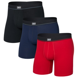 Calzoncillos bóxer para hombre Saxx Essential Cotton Boxer Brief Fly 3Pk rojo red/maritime/black
