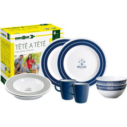 Vajilla Brunner Set tête-à-tête Nautical 8 pcs blanco/azul