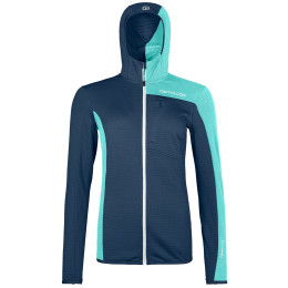 Sudadera funcional de mujer Ortovox Fleece Light Grid Hooded Jkt W azul deep ocean