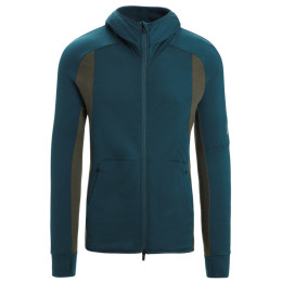 Sudadera funcional de hombre Icebreaker Merino Quantum ZoneKnit™ LS Zip Hoodie verde Green Glory/Loden/Cb