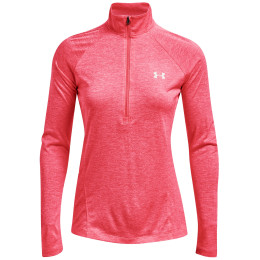 Camiseta funcional de mujer Under Armour Tech 1/2 Zip - Twist 2022 rosa Cerise / Pink Lemonade / Metallic Silver