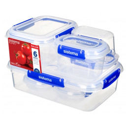 Caja de alimentos Sistema 6 Pack Starter Klip It Transparent Transparent with blue clips