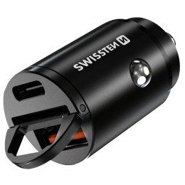 Adaptador para coche Swissten Car Charger 30W negro Black