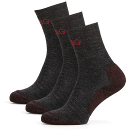 Calcetines de mujer Warg Trek Merino 3-pack gris/rojo