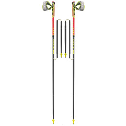 Bastones de carrera de senderos Leki Micro Trail Race rojo FloorescentRedNeonyellowNaturalcarbon