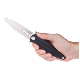 Cuchillo Acta non verba Z400 Stonewash/Plain Edge, G10 negro Black