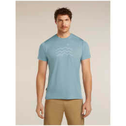 Camiseta funcional de hombre Icebreaker Merino Blend 125 Cool-Lite™ Sphere SS Tee Across the Peaks azul claro FLINT BLUE