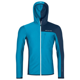 Sudadera funcional de hombre Ortovox Fleece Light Grid Hooded Jkt M azul mountain blue