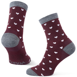 Calcetines Warg Happy Merino W Heart rojo/blanco Wine/White