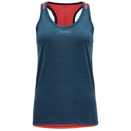 Camiseta sin mangas para mujer Devold Running Woman Racerback azul/rojo Flood