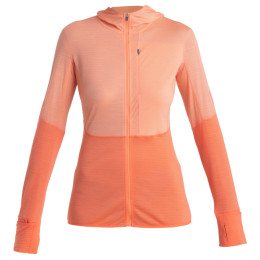 Sudadera funcional de mujer Icebreaker Women Merino 200 Realfleece™ Descender LS Zip Hoodie naranja Glow/Tang/Cb