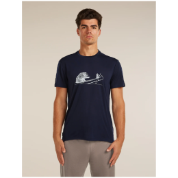 Camiseta funcional de hombre Icebreaker Merino Blend Core SS Tee Canoe Companions azul oscuro MIDNIGHT NAVY
