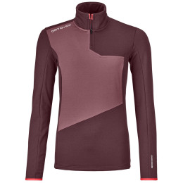 Sudadera de mujer Ortovox Fleece Light Zip Neck W rojo winetasting