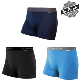 Calzoncillos de hombre Sensor MERINO ACTIVE 3-PACK negro/azul Deep Blue